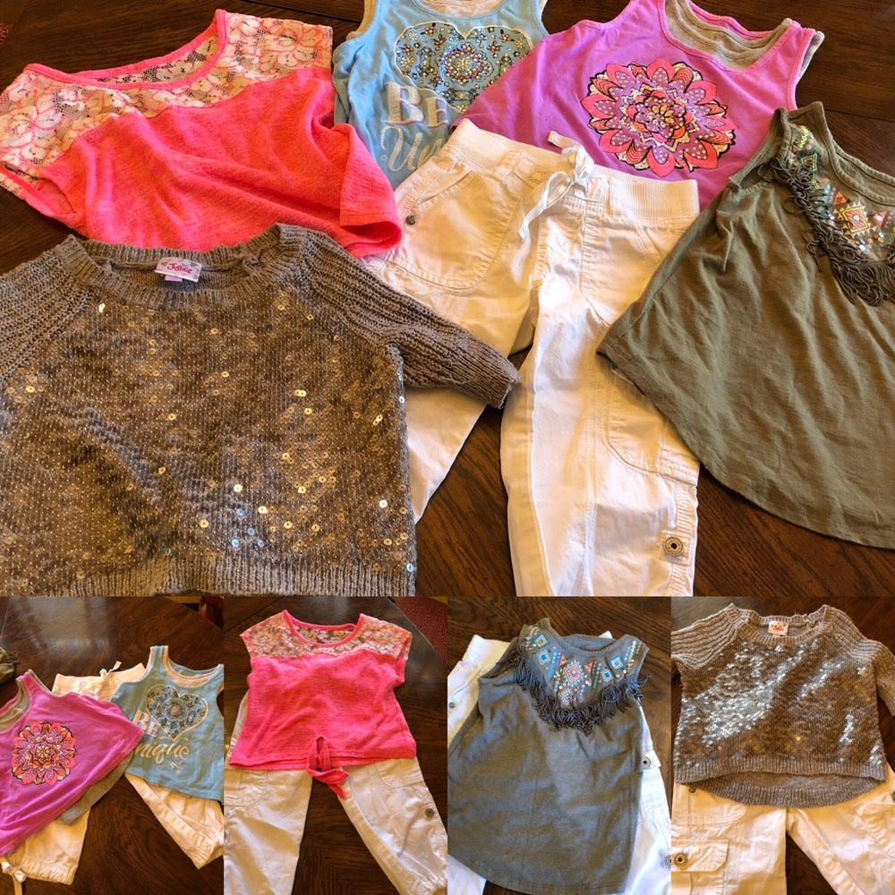 Justice girls 5 outfit bundle tanks and shirts